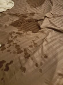 Bedsheets full of squirt and cum after gangbang