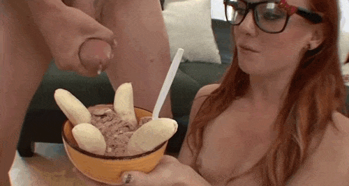 Cum ice cream: Insemination of ice cream me sperm is tasty and horny at the same time