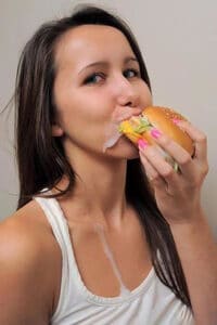 Sperm Burger: Kinky and sexually playful women like to swallow sperm.